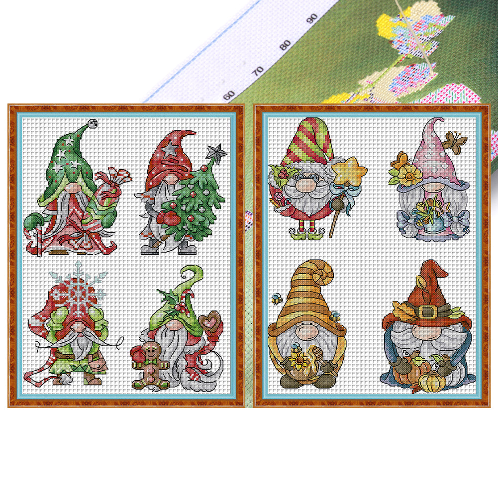 Joy Sunday Christmas/Halloween Gnome 22*30CM14CT 2 Stamped Cross Stitch