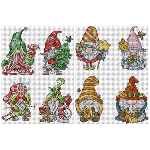 Joy Sunday Christmas/Halloween Gnome 22*30CM14CT 2 Stamped Cross Stitch