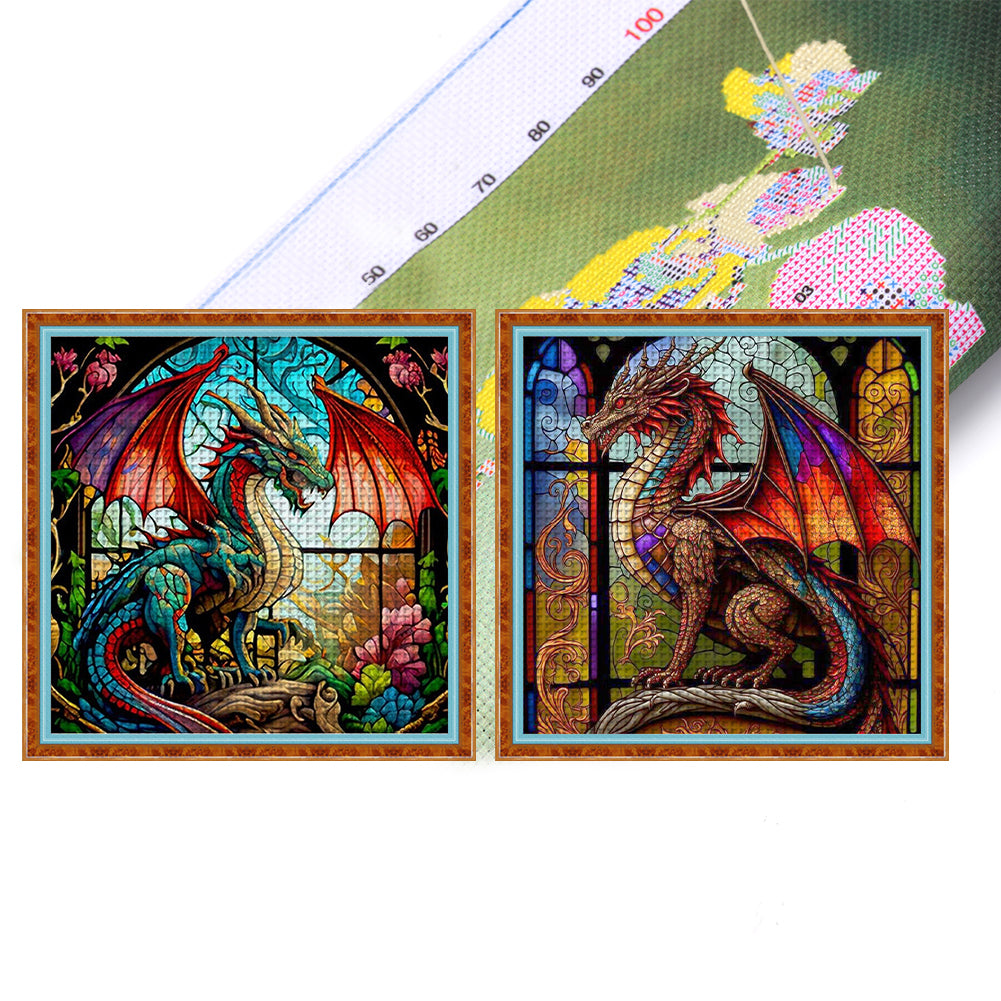 Glass Painting-Pterosaur 40*40CM11CT 3 Stamped Cross Stitch