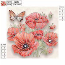 Load image into Gallery viewer, Poppy Flower 30*30CM(Canvas) Partial Special Shaped Drill Diamond Painting
