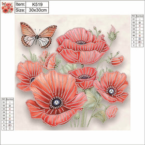 Poppy Flower 30*30CM(Canvas) Partial Special Shaped Drill Diamond Painting