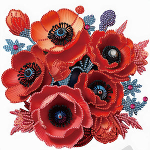 Poppy Flower 30*30CM(Canvas) Partial Special Shaped Drill Diamond Painting