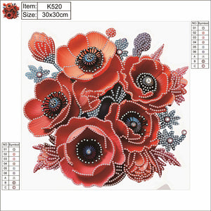 Poppy Flower 30*30CM(Canvas) Partial Special Shaped Drill Diamond Painting