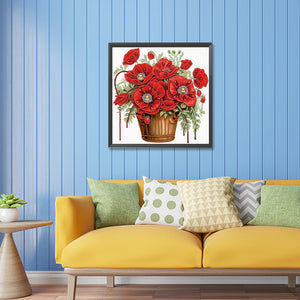 Poppy Flower 30*30CM(Canvas) Partial Special Shaped Drill Diamond Painting