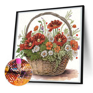 Poppy Flower 30*30CM(Canvas) Partial Special Shaped Drill Diamond Painting