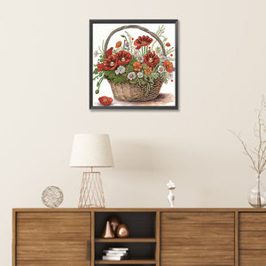 Poppy Flower 30*30CM(Canvas) Partial Special Shaped Drill Diamond Painting