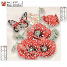 Load image into Gallery viewer, Poppy Flower 30*30CM(Canvas) Partial Special Shaped Drill Diamond Painting
