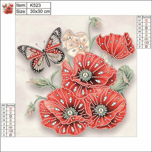 Poppy Flower 30*30CM(Canvas) Partial Special Shaped Drill Diamond Painting