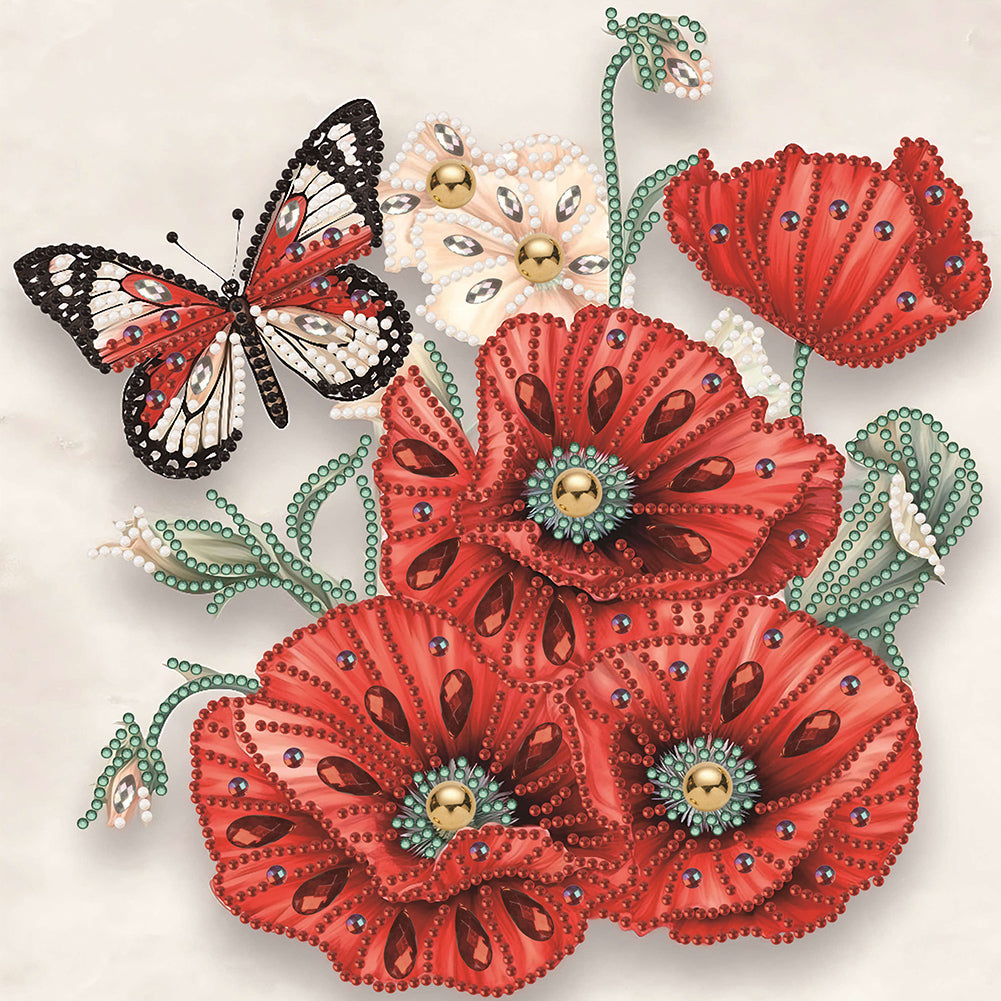 Poppy Flower 30*30CM(Canvas) Partial Special Shaped Drill Diamond Painting