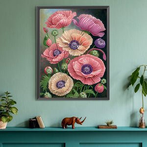 Poppy Flower 30*40CM(Canvas) Partial Special Shaped Drill Diamond Painting