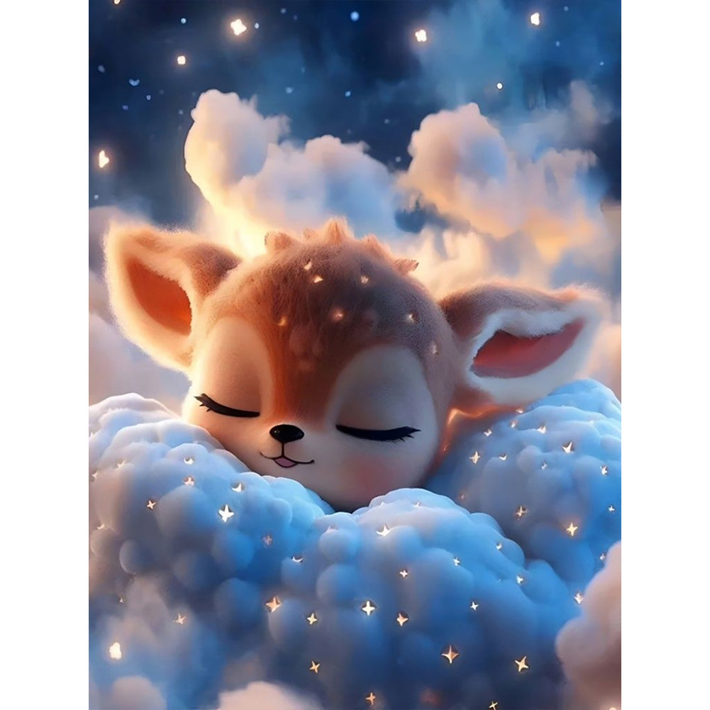 Deer Sleeping On The Clouds 30*40CM(Canvas) Full Round Drill Diamond Painting