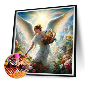 Flower Picking Angel 30*30CM(Canvas) Full Round Drill Diamond Painting