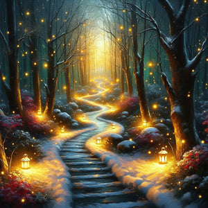 Candlelight Forest 30*30CM(Canvas) Full Round Drill Diamond Painting