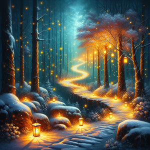 Candlelight Forest 30*30CM(Canvas) Full Round Drill Diamond Painting