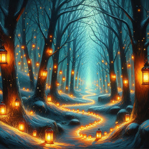 Candlelight Forest 30*30CM(Canvas) Full Round Drill Diamond Painting