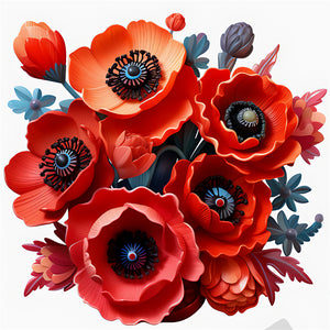 Poppy Flower 30*30CM(Canvas) Full Round Drill Diamond Painting