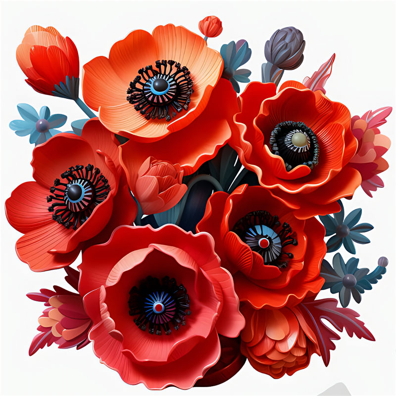 Poppy Flower 30*30CM(Canvas) Full Round Drill Diamond Painting