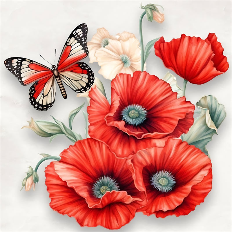 Poppy Flower 30*30CM(Canvas) Full Round Drill Diamond Painting