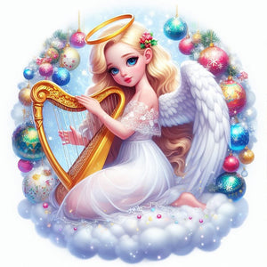 Harp Angel Girl 30*30CM(Picture) Full AB Round Drill Diamond Painting