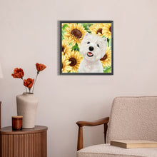 Load image into Gallery viewer, Dog And Sunflower 30*30CM(Picture) Full AB Round Drill Diamond Painting
