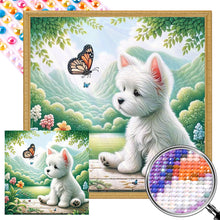 Load image into Gallery viewer, Dog And Butterfly 30*30CM(Picture) Full AB Round Drill Diamond Painting
