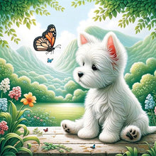 Load image into Gallery viewer, Dog And Butterfly 30*30CM(Picture) Full AB Round Drill Diamond Painting
