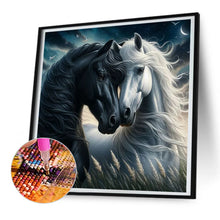 Load image into Gallery viewer, Black Horse White Horse 30*30CM(Canvas) Full Round Drill Diamond Painting
