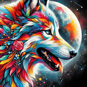 Colorful Wolf 30*30CM(Canvas) Full Round Drill Diamond Painting