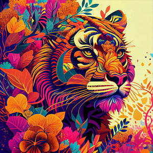 Colorful Tiger 30*30CM(Canvas) Full Round Drill Diamond Painting