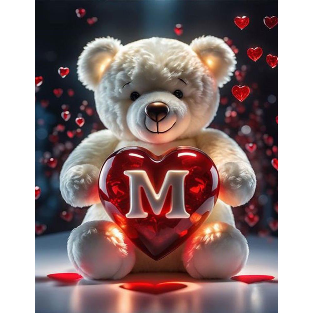 Love Letter Bear M 35*45CM(Canvas) Full Round Drill Diamond Painting