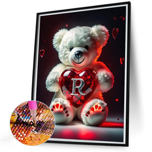 Love Letter Bear R 35*45CM(Canvas) Full Round Drill Diamond Painting