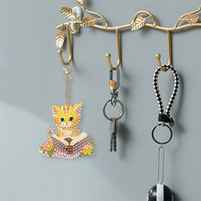Load image into Gallery viewer, 5 Pcs Double Sided Diamond Painting Keychain for Beginners Adult(Animal Reading)

