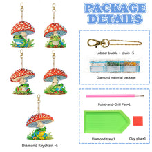 Load image into Gallery viewer, 5 Pcs Double Sided Diamond Painting Keychain for Beginners Adult (Mushroom Frog)
