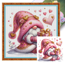 Load image into Gallery viewer, Pink Love Gnome - 30*30CM 18CT Stamped Cross Stitch
