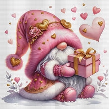 Load image into Gallery viewer, Pink Love Gnome - 30*30CM 18CT Stamped Cross Stitch
