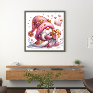 Pink Love Gnome - 30*30CM 18CT Stamped Cross Stitch