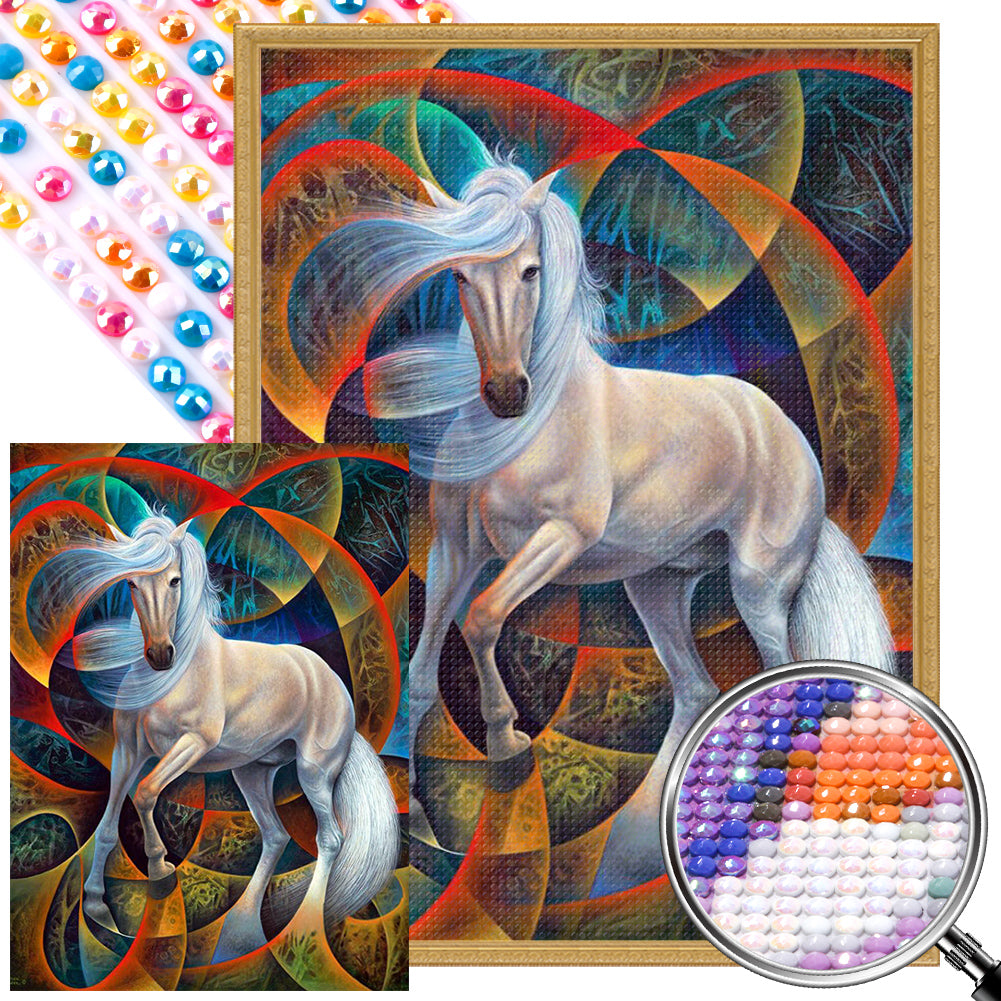 White Horse 40*55CM(Picture) Full AB Round Drill Diamond Painting