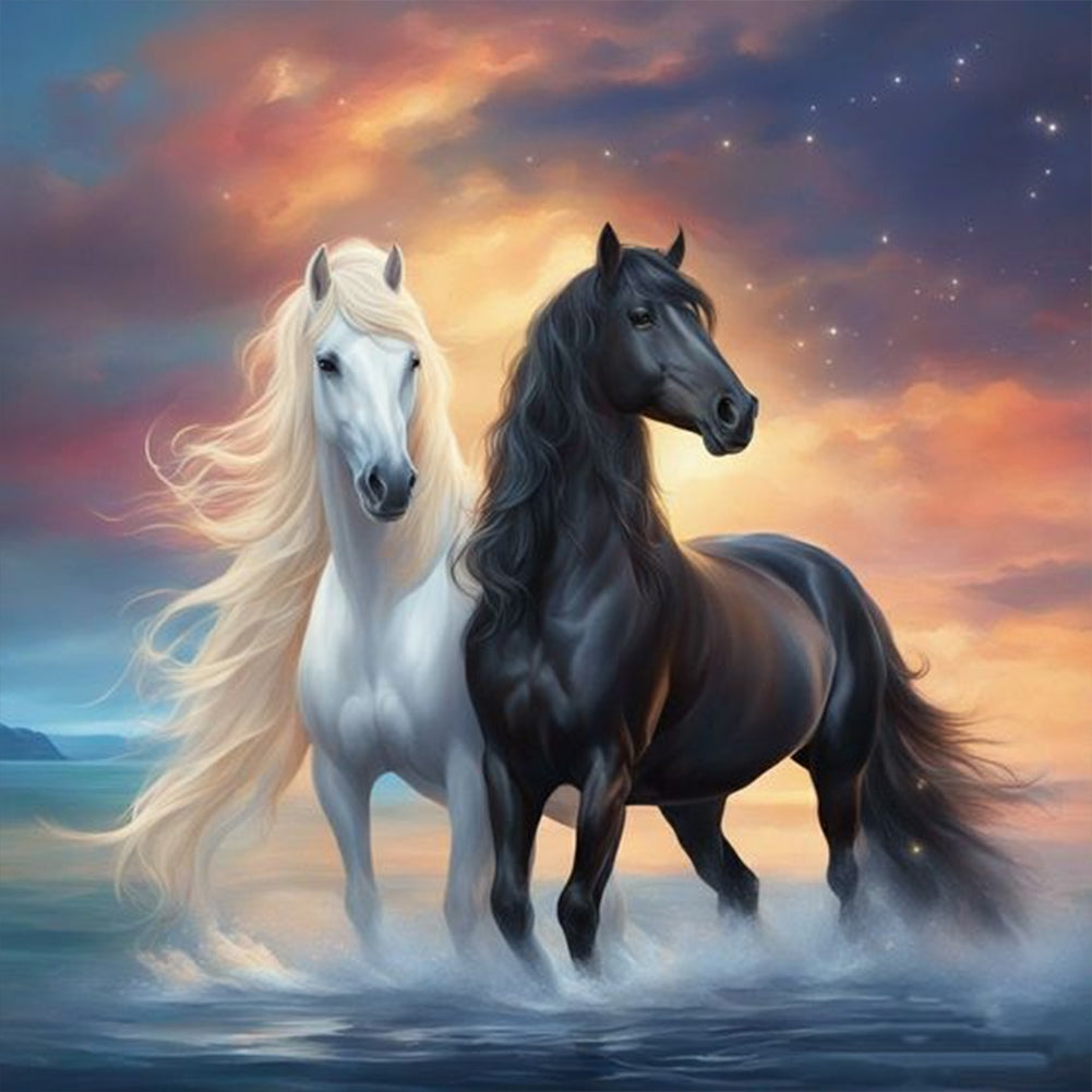 Horses 30*30CM(Canvas) Full Round Drill Diamond Painting