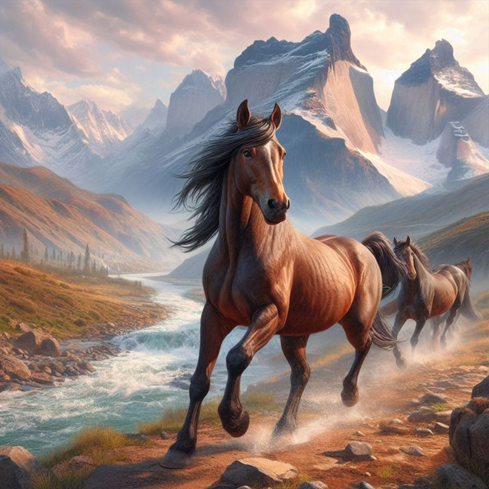 Horses 30*30CM(Canvas) Full Round Drill Diamond Painting