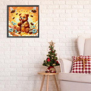 Bear And Bee 30*30CM(Canvas) Full Round Drill Diamond Painting