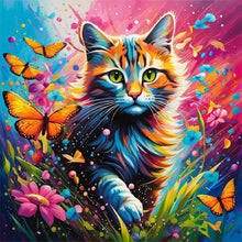 Load image into Gallery viewer, Kitten And Butterfly 30*30CM(Canvas) Full Round Drill Diamond Painting
