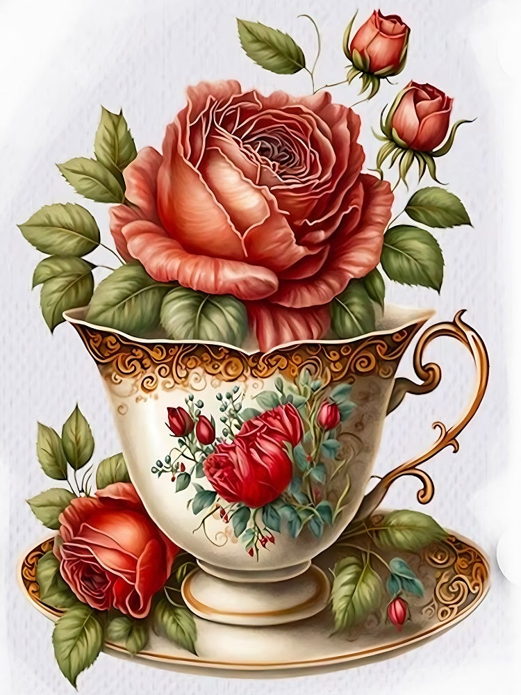 Cup Flower 30*40CM(Canvas) Full Round Drill Diamond Painting
