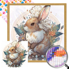 Load image into Gallery viewer, Brown Bunny With Flowers 40*40CM(Picture) Full AB Round Drill Diamond Painting
