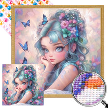 Load image into Gallery viewer, Butterfly And Flower Girl 40*40CM(Picture) Full AB Round Drill Diamond Painting
