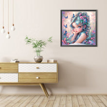 Load image into Gallery viewer, Butterfly And Flower Girl 40*40CM(Picture) Full AB Round Drill Diamond Painting
