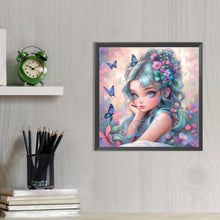 Load image into Gallery viewer, Butterfly And Flower Girl 40*40CM(Picture) Full AB Round Drill Diamond Painting
