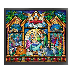 Glass Painting-Priests And Mothers - 60*55CM 11CT Stamped Cross Stitch