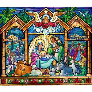 Glass Painting-Priests And Mothers - 60*55CM 11CT Stamped Cross Stitch