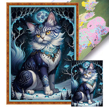 Load image into Gallery viewer, Cat Under The Moon - 35*50CM 18CT Stamped Cross Stitch
