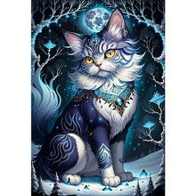 Load image into Gallery viewer, Cat Under The Moon - 35*50CM 18CT Stamped Cross Stitch
